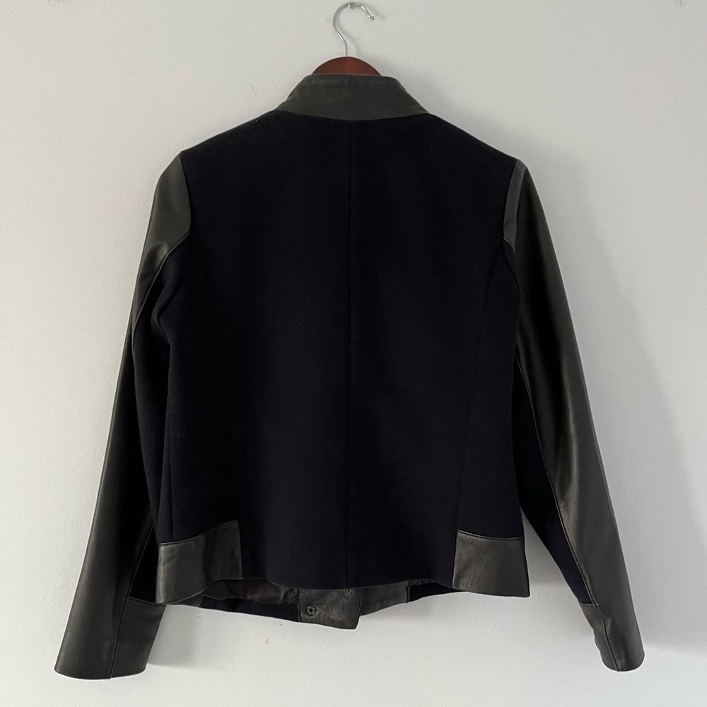 Rare Danier Leather Wool Panel Sleek Varsity Inspired Jacket - Picture 3 of 3
